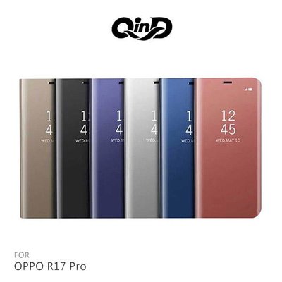 QinD OPPO R17 Pro 透視皮套 鏡面電鍍殼
