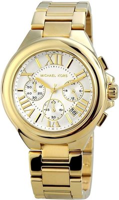 [永達利鐘錶 ] MICHAEL KORS 手錶 金色白面三眼羅馬字日期腕錶 42mm MK5635