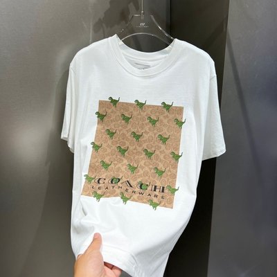 【MOMO全球購】COACH蔻馳23年夏季新款經典標志小恐龍圖案短袖棉質T恤洋氣圓領男女款全棉