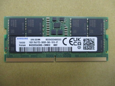 全新三星原廠16GB DDR5-5600 262pin 筆電專用記憶體