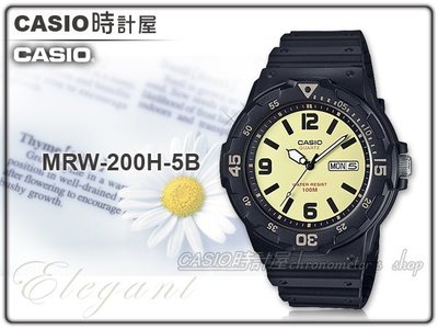 CASIO時計屋 卡西歐手錶 MRW-200H-5B 男錶 指針錶 橡膠錶帶 黑 防水100米 保固 附發票