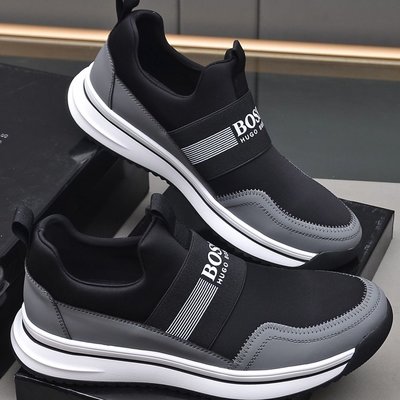 【Lydia代購】HUGO BOSS男鞋2022最新款男士輕便運動休閑鞋彈力logo印花低幫跑步鞋