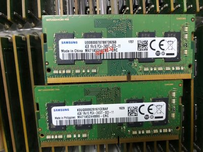 三星4G 1RX16 PC4-2400T-SC0-11筆電記憶體DDR4 M471A5244BB0-CRC