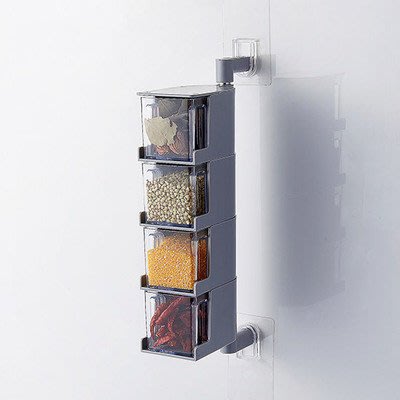 LoVus-廚房衛浴壁掛黏貼式可旋轉調味收納盒(4層)