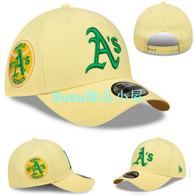 ML-b奧克蘭運動家隊棒球帽嘻哈帽鴨舌戶外運動休閒印花合身帽可調帽棒球帽