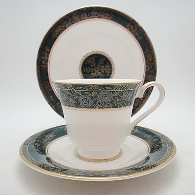【timekeeper】  英國製Royal Doulton皇家道爾頓Carlyle系列三件式骨瓷咖啡杯+盤(免運)
