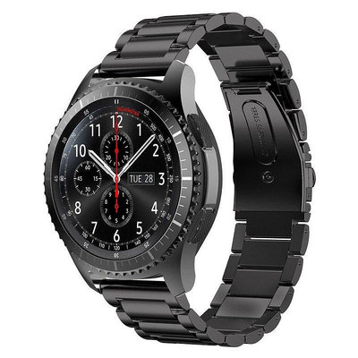 【熱賣精選】22MM金屬錶帶 三星Gear S3 華為GT 2E 46MM不銹鋼錶帶 Galaxy watch 手錶三株平扣錶帶