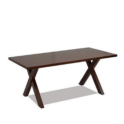 【N D Furniture】交叉桌腳設計胡桃木色全實木6尺餐桌/會議桌/180cm工作桌/多用途桌BG