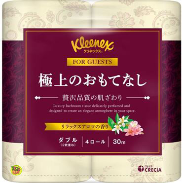 【JPGO】超取最多四包~日本製 Kleenex 舒潔 極致款待 雙層滾筒式衛生紙 4捲入~舒緩香氛#101