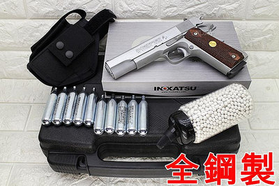[01] 鋼製 INOKATSU COLT M1911 手槍 CO2槍 銀 實木 優惠組F 井勝 1911 柯特 MEU 45手槍