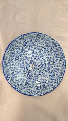 全新 日式 手造 藍色小花 瓷盤 圓盤 直徑16.5cm