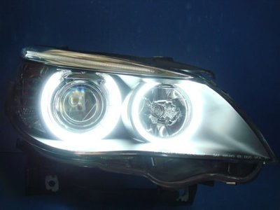 小亞車燈╠ 限量版BMW E60 黑框 CCFL 燈眉 光圈 大燈 HID專用款