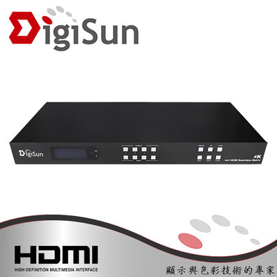 DigiSun 得揚 VW406 4K HDMI 4螢幕拼接電視牆控制器 + 4x4 矩陣切換器 電視牆