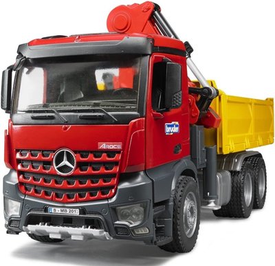 現貨 德國 BRUDER 賓士建築工地卡車帶起重機、鏟斗、托盤叉、2 個托盤/運輸車/建築工地車輛/自卸車/模型塑料玩具
