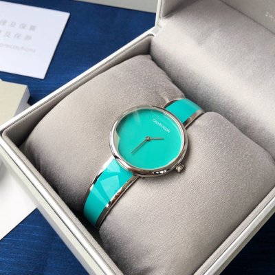 CALVIN KLEIN Seduce 綠色面錶盤 綠色不鏽鋼手鐲式錶帶 石英 女士手錶 K4E2N11L