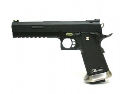 【WKT】WE HI-CAPA 6吋滑套A 原力系列 有字黑色銀管 連發版 瓦斯短槍-WEH018TAAT3