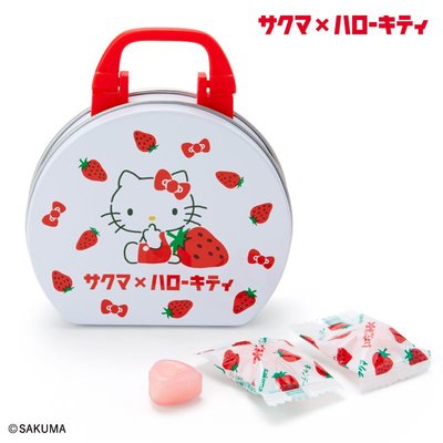 41+現貨不必等 有糖果 日本製  Y拍最低價 正版授權 手提小鐵盒裝 空盒價 KITTY 美樂蒂 草莓糖 數量有限