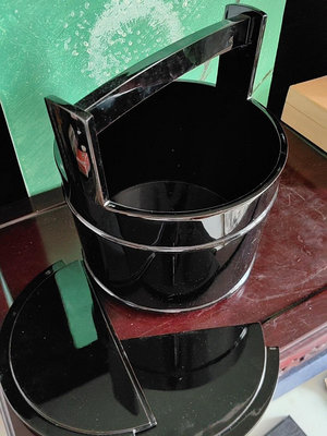 【二手】日本漆器 輪島涂 大漆 黑涂 手桶 水指  茶倉 置物盒 收 回流 老貨 擺件【佛緣閣】-535