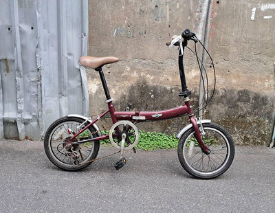 二手~MINI COOPER 絕版品 20吋 6速 經典紅 高碳鋼折疊腳踏車 最大機動耐用小折車 腳踏車 單車~功能正常