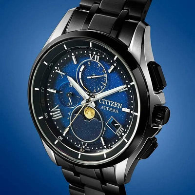 CITIZEN 星辰 BY1007-60L 限量款 月相 星空藍 光動能 電波 萬年曆 腕錶