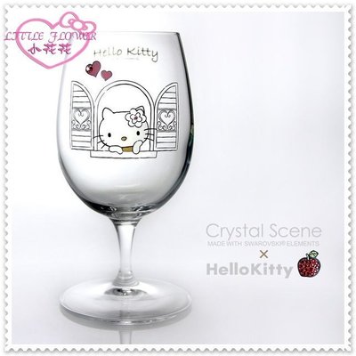 小花花日本精品♥ Hello Kittyx Crystal Scen聯名 施華洛世奇 玻璃杯/香檳杯窗邊11237600