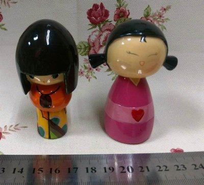 龍廬-自藏出清~日本2手跳蚤市集購回  波麗彩繪日本人偶擺設 和服人形娃娃2款一套/只有一套