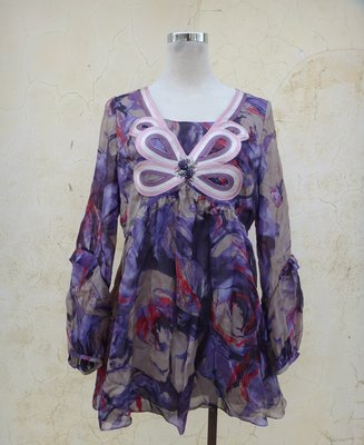 jacob00765100 ~ 正品 LaiCarFore 萊卡佛 紫色 蠶絲 美型洋裝 size: L