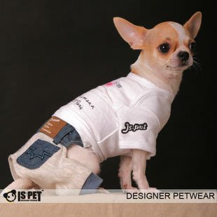 ISPET 寵物衣  SP-060 歐洲時尚寵物連身裝 白色上衣款 S 小型犬用狗衣服