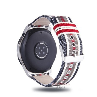 【手錶錶帶】適用三星Gear S3 active2尼龍皮手錶帶galaxy watch3 45 46mm腕帶