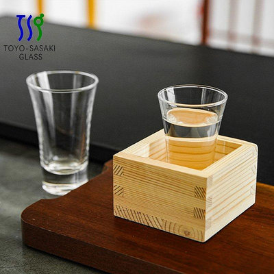 日本進口東洋佐佐木清酒杯柳宗理設計日式玻璃杯創意四方小木盒滿額免運