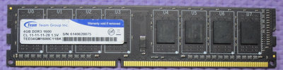 【寬版單面】 Team Group 十銓 DDR3-1600  4G  桌上型正常使用拆下二手記憶 (原廠終身保固)