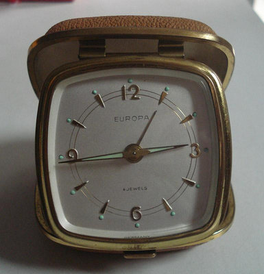 老鬧鐘 機械鬧鐘 老鐘錶德國EUROPA旅行鬧鐘 折疊鬧鐘 盒式鬧鐘