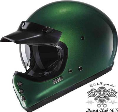 ♛大鬍子俱樂部♛ HJC ® V60 Solid Deep 復古 山車 越野 全罩 安全帽 綠色