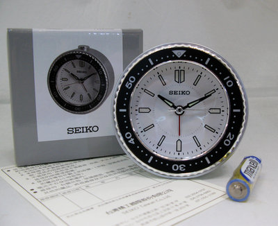 SEIKO CLOCK 精工銀白水鬼鉅齒外框鐘面造型貪睡滑動式秒針靜音鬧鐘型號：QHE184J【神梭鐘錶】