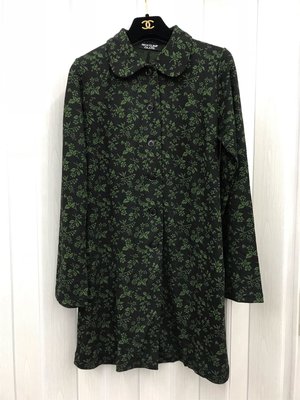 二手日本製NICE CLAUP Co，LTD綠色花朵棉質小洋裝S（10712298）