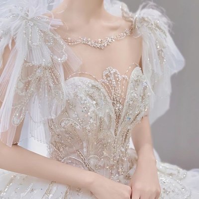 法式主婚紗2023新款新娘結婚禮服小個子重工宮廷風高級質感大拖尾-麥德好服裝包包