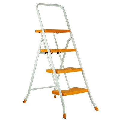 豪華梯、折合梯  橘色居家扶手梯 - 四階 踏板加寬 台灣製造