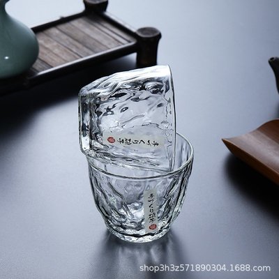 錘紋玻璃杯耐熱日式威士忌酒杯日式ins風簡約玻璃杯子夏天喝水杯-維尼創意家居