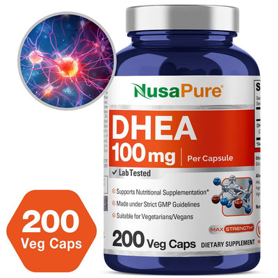 美國NusaPure 脫氫表雄酮 DHEA 100mg 200粒素食膠囊200天使用