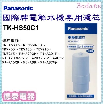 Panasonic【TK-HS50C1】電解水機專用濾芯【德泰電器】