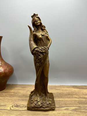 財富女神～金錢女神～西洋人擺飾～黃銅材質