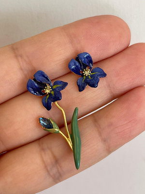 Leann代購~Les Nereides 手工琺瑯 梵高鳶尾花 藍色花朵 南法葉子