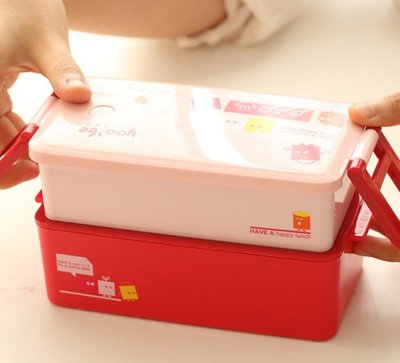 雙層分隔不串味樂扣式密封壽司可微波飯盒餐盒 日式學生雙層分隔便當盒