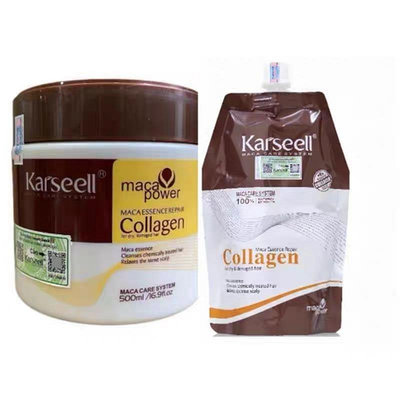 ｛現貨台灣｝越南Karseell collagen 修護乾枯改善毛躁免蒸焗油膏精華素髮膜。規格：500ml*1袋。500ml*1罐。