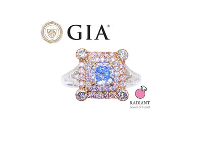 天然鑽石 GIA證書純淨藍鑽戒 0.61克拉 18K金鑽戒 閃亮珠寶