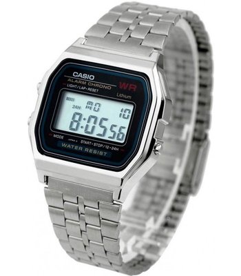 【金台鐘錶】CASIO卡西歐 復古風潮的方形經典電子錶 金屬錶帶系列 A159WA-N1