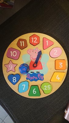 1-7歲 二手 英國 佩佩豬 時鐘 積木 教具 3-5歲 玩具 看時間 peppa pig