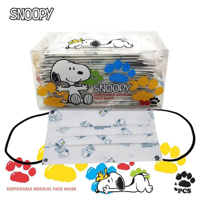 【小圓仔全球購】 Snoopy史努比小顏卡通平面口罩超高透氣度 少女品質三層可愛狗