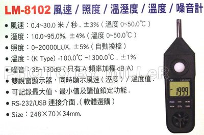 【米勒線上購物】 Lutron LM-8102 風速 / 照度 / 溫溼度 / 溫度 / 噪音計