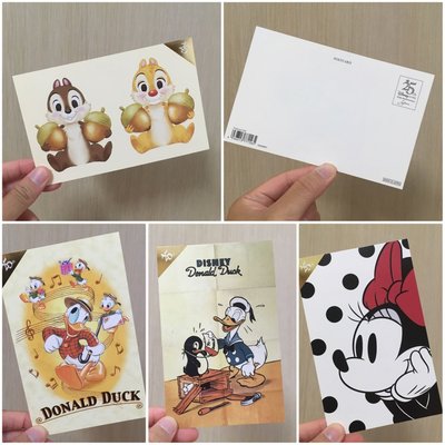 日本迪士尼 復古 唐老鴨 米妮 奇奇蒂蒂 明信片 25周年